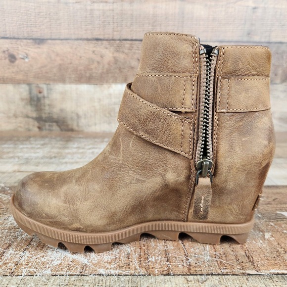 Sorel Joan Of Arctic Wedge II Women Sz 6 Buckle  Brown Leather Bootie NL3490-286 - Picture 7 of 11